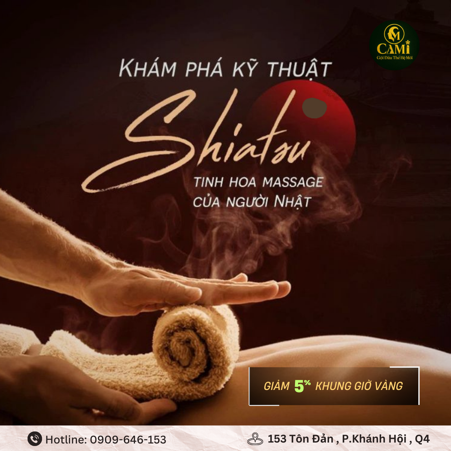 Kỹ thuật viên CAMI thực hiện massage Shiatsu cổ vai gáy